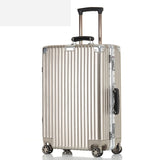Vintage Leather Travel Trolley Luggage Suitcase Pc Aluminum Frame With Tsa Lock Hardside Rolling