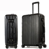 Vintage Leather Travel Trolley Luggage Suitcase Pc Aluminum Frame With Tsa Lock Hardside Rolling