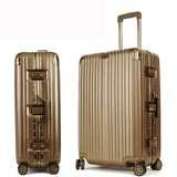 Vintage Leather Travel Trolley Luggage Suitcase Pc Aluminum Frame With Tsa Lock Hardside Rolling