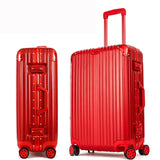 Vintage Leather Travel Trolley Luggage Suitcase Pc Aluminum Frame With Tsa Lock Hardside Rolling