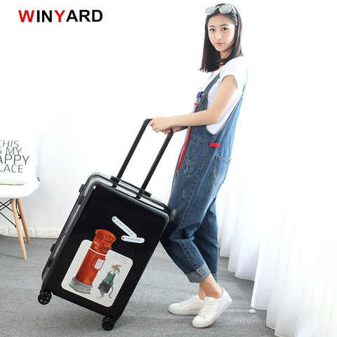 Wholesale!20 24Inches Europe Fashion Uk Post Mailbox Rolling Luggage For Girl,Vintage Red Abs+Pc