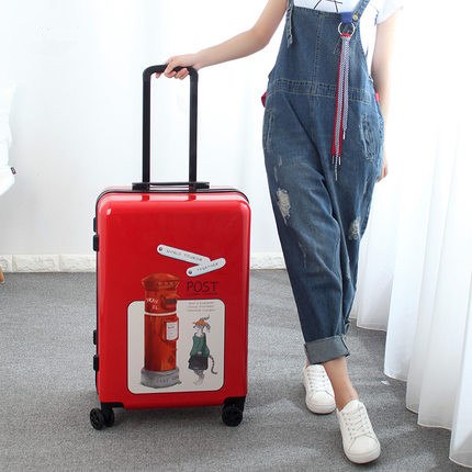 Wholesale!20 24Inches Europe Fashion Uk Post Mailbox Rolling Luggage For Girl,Vintage Red Abs+Pc