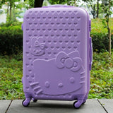 Women Hello Kitty Rolling Luggage Travel Suitcase Bag Set,Children Cartoon Universal Wheel Box ,