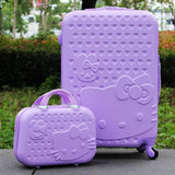 Women Hello Kitty Rolling Luggage Travel Suitcase Bag Set,Children Cartoon Universal Wheel Box ,