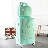 Hello Kitty One Set Abs Pc Luxury Women Rolling Luggage Suitcase Designer 20 Inches High Quality