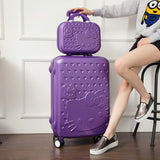 Hello Kitty One Set Abs Pc Luxury Women Rolling Luggage Suitcase Designer 20 Inches High Quality