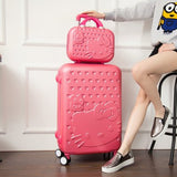Hello Kitty One Set Abs Pc Luxury Women Rolling Luggage Suitcase Designer 20 Inches High Quality