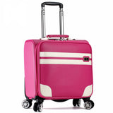 Letrend Pu Leather Women Rolling Luggage Spinner 16 Inch Carry On Trolley Travel Bag Women'S