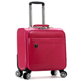 Letrend Pu Leather Women Rolling Luggage Spinner 16 Inch Carry On Trolley Travel Bag Women'S
