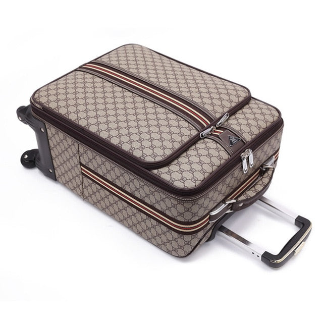 Women Classic Rolling Luggage,Men Travel Suitcase Bag,Wheels Carry-On ,High Quality Pu Leatherm