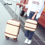 Letrend Vintage Abs+Pc Rolling Luggage Set Spinner Trolley Women Travel Bag 20 Inch Cabin Suitcases