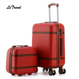 Letrend Vintage Abs+Pc Rolling Luggage Set Spinner Trolley Women Travel Bag 20 Inch Cabin Suitcases