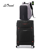 Letrend Oxford Rolling Luggage Set Spinner Men Backpack Trolley Suitcases Wheels Student Cabin