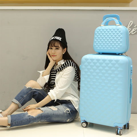 Wholesale!14 24Inch(2 Pieces/Set) Pink Purple Yellow Mint Green Diamond Type Abs Hardside Case