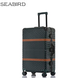 Seabird Vintage Travel Suitcase Rolling Luggage Leather Decoration Koffer Trolley Tsa Lock