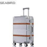 Seabird Vintage Travel Suitcase Rolling Luggage Leather Decoration Koffer Trolley Tsa Lock