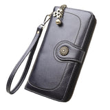 2018 New Vintage Button Phone Purses Women Wallets Female Purse Leather Brand Retro Ladies Long