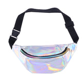 Fashion Holographic Pu Leather Shinning Fanny Pack Waist Packs For Women Girls