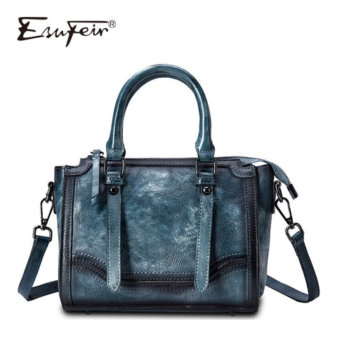 2018 Esufeir Brand Genuine Leather Luxury Handbag Women Bag Designer Vintage Women Shoulder Bag