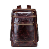 Crazy Horse Genuine Leather Men'S Backpack Waterproof Laptop Bag For Men Vintage Bagpack Big