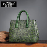 Women'S Bag Handmade Genuine Leather Handbag Hand Paint Flower Lady Messenger Bag Fashion Cow