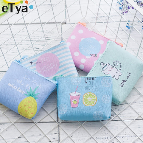 Etya High Quality Brand Wallet Women Animal Picture Cat Small Purse Pu Leather Wallet Female Zipper