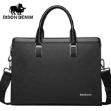 Bison Denim Genuine Leather Handbag Men Business Messenger Bag 14'' Laptop Tablet Leather