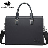 Bison Denim Genuine Leather Handbag Men Business Messenger Bag 14'' Laptop Tablet Leather