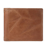 Genodern Cow Leather Men Wallets With Coin Pocket Vintage Male Purse Function Brown Genuine Leather