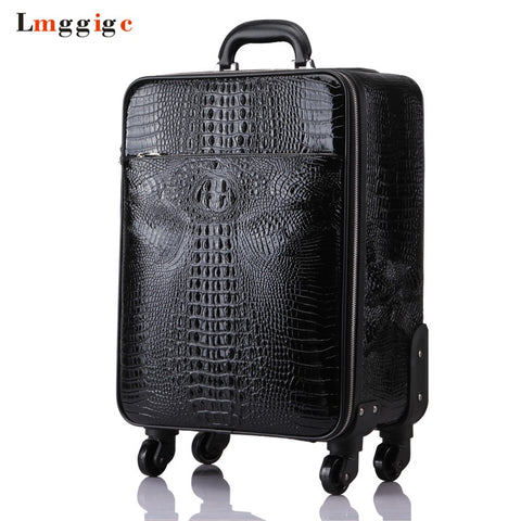 Crocodile Pattern Rolling Luggage Bag,High Quality Travel Suitcase,Trolley Case Valise With
