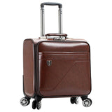 New Fashion Pu Suitcase Trolley Luggage Male Female Universal Wheels Aluminium Alloy Rod Trolley
