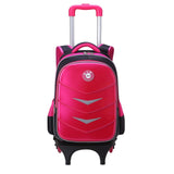 Children Trolley School Backpack Fashion Cartoon Wheeled School Bag  For Girls Boys Detachable