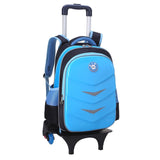 Children Trolley School Backpack Fashion Cartoon Wheeled School Bag  For Girls Boys Detachable