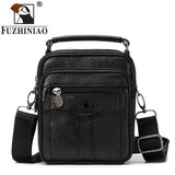 Fuzhiniao Genuine Cow Leather Messenger Bag Men Handbag Chest Crossbody Shoulder Bag Tas Business