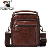 Fuzhiniao Genuine Cow Leather Messenger Bag Men Handbag Chest Crossbody Shoulder Bag Tas Business