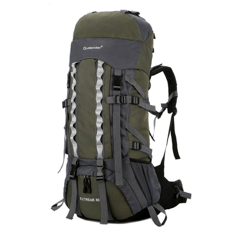 80L Waterproof Double Hook Edge Backpack Shoulders Bag Army Green