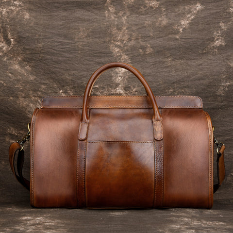 Factory Direct Vegetable Tanned Leather Travel Duffle Large-Capacity Travel Bag Business Retro