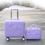Wholesale!12 16Inches Lovely Hello Kitty Travel Luggage Bags Set For Girls,Pink Korea Fashion Abs