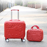 Wholesale!12 16Inches Lovely Hello Kitty Travel Luggage Bags Set For Girls,Pink Korea Fashion Abs