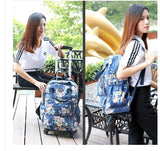 Travel Luggage Trolley Backpacks Bags On Wheels Women Business Travel Trolley Bags Oxford Rolling