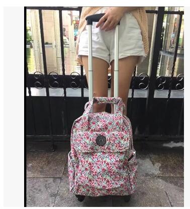 Women Travel Trolley Bags Woman Travel Luggage Trolley Backpacks Bags With Wheels Oxford Rolling