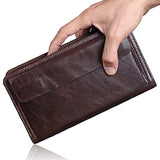 Misfits Cowhide Men Clutch Wallets Genuine Leather Long Purses Business Large Capacity Wallet