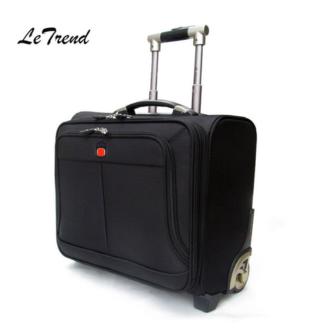 Letrend Business Leisure Rolling Luggage Casters  Oxford Trolley 18 Inch Women Carry On Luggage