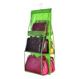 6 Pocket Hanging Handbag Organizer For Wardrobe Closet Transparent Storage Bag Door Wall Clear