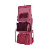 6 Pocket Hanging Handbag Organizer For Wardrobe Closet Transparent Storage Bag Door Wall Clear