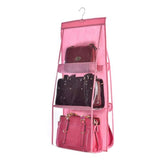 6 Pocket Hanging Handbag Organizer For Wardrobe Closet Transparent Storage Bag Door Wall Clear