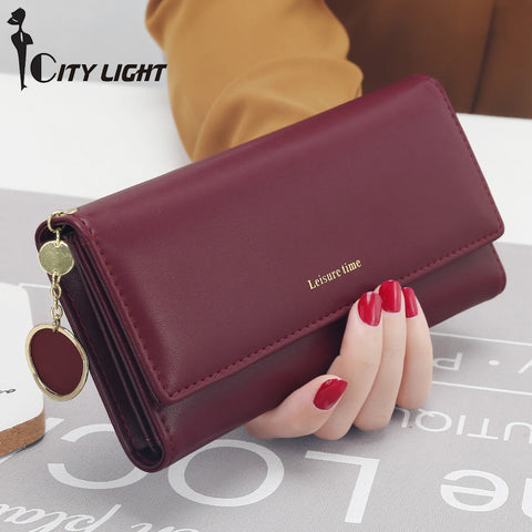 New Fashion Women Wallets Long Style Multi-Functional Wallet Purse Fresh Pu Leather Female Clutch