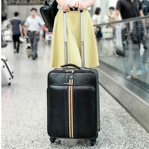Rolling Luggage,Women Bag With Wheel,Pu Leather Commercial Suitcase,Men Soft Shell Travel Box