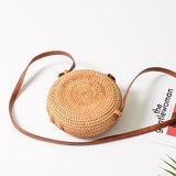 Bali Island Handmade Wicker Bag Women Round Rattan Straw Bag Lady Square Buckle Straw Handbag
