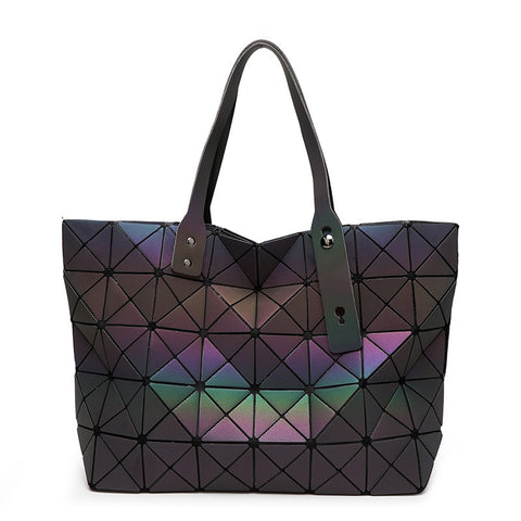 Luminous Sac Bao Bag Diamond Tote Geometric Quilted Shoulder Bags Laser Plain Folding Handbags